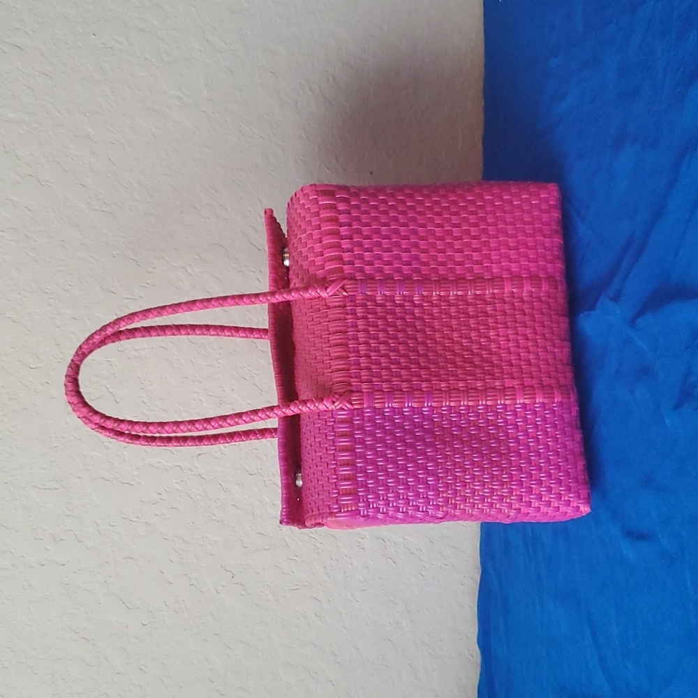 Pink Woven Tote Bag